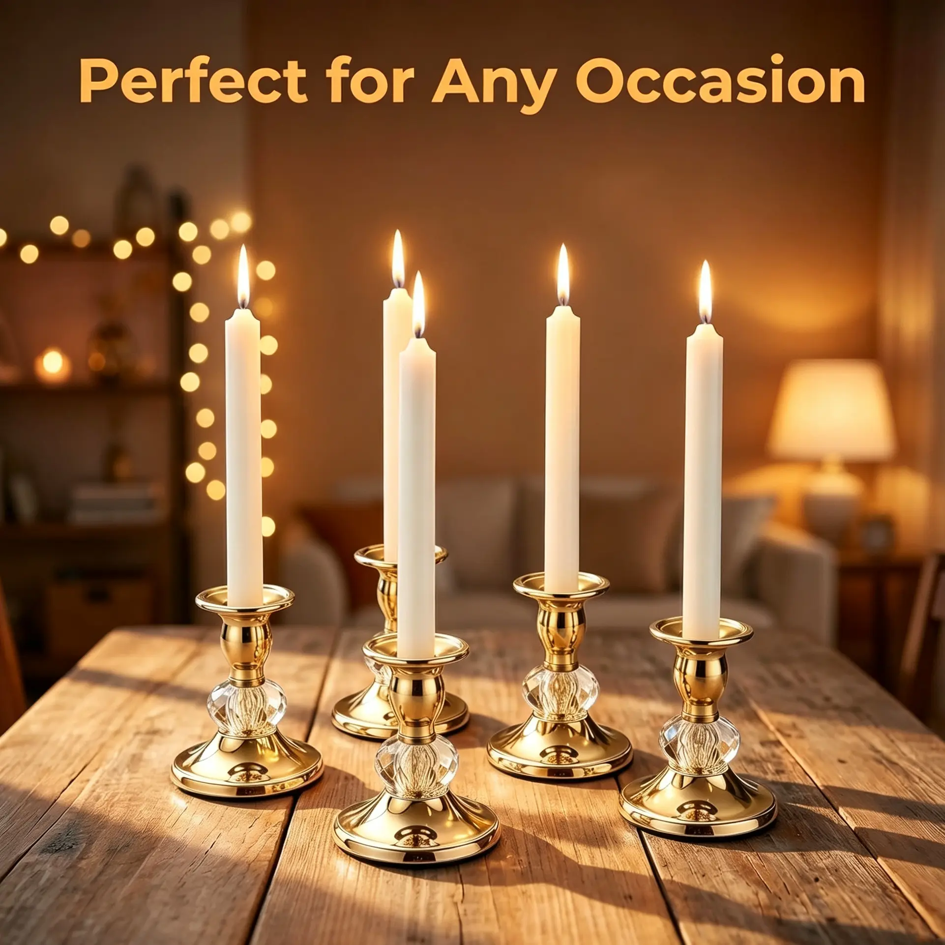 4 Metal Crystal Candle Holders, Halloween Decor, Table Centerpiece, Suitable for Dinner Parties, Weddings, Festivals, Christmas Setup