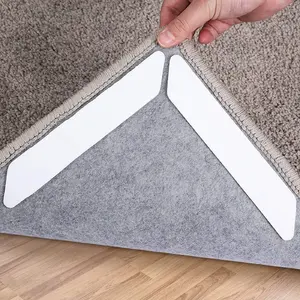 Rug Tape,16 Pcs  Sided Washable Removable Rug Stopper for Area Rug, Non Slip Adhesive   for Hardwood Floors and Carpet Corners