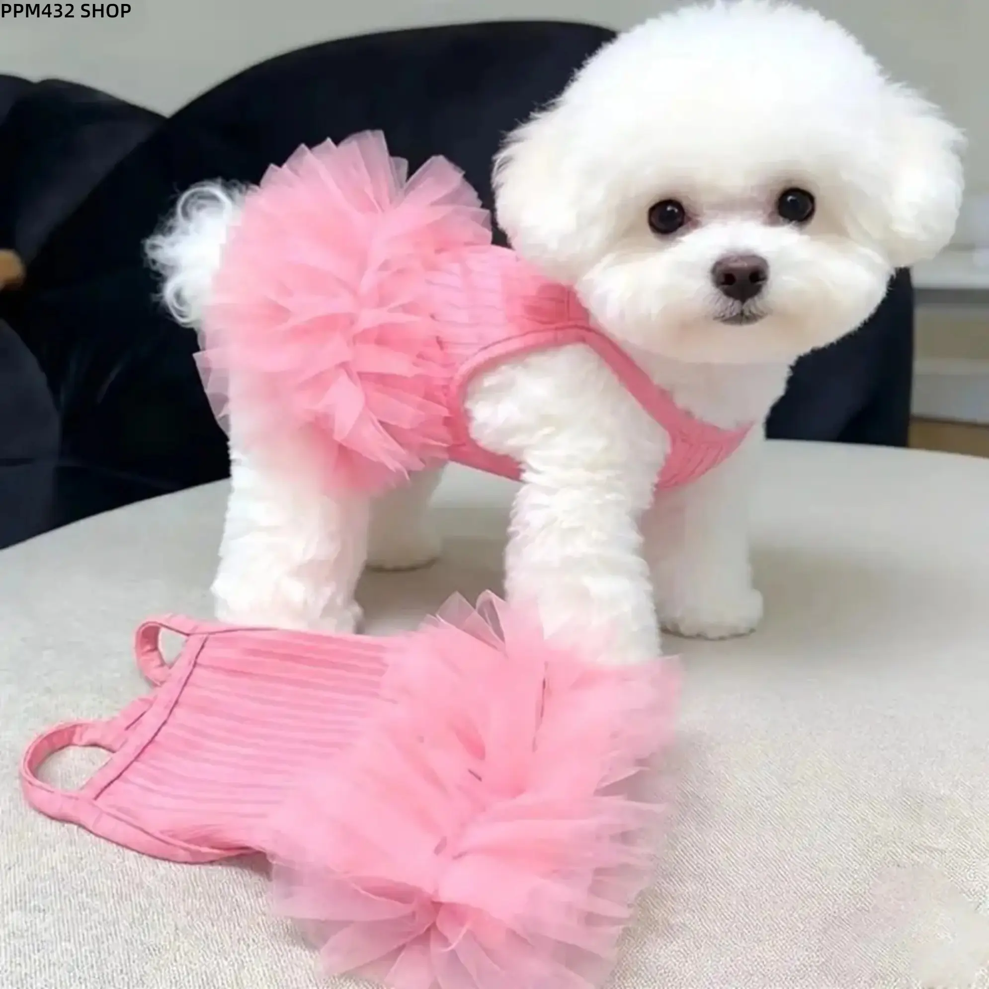Small Animal Tutu Dress Spring Summer Breathable Pet Sundress Harness Design Sleeveless Princess Outfit Lightweight Cooling Pet Clothes for Walks Parties Daily Wear