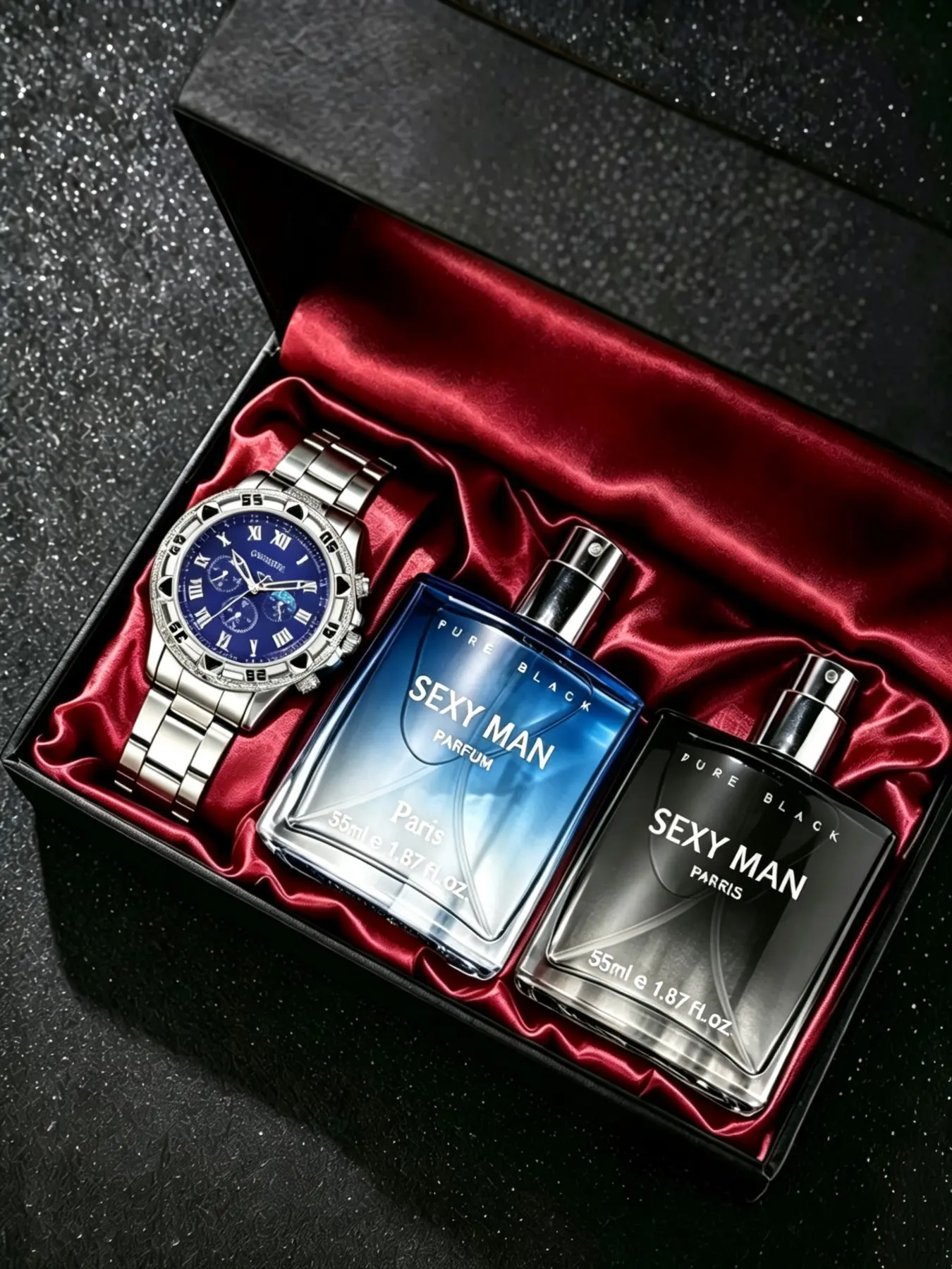 Men's Fashion Gift Set, Includes Perfume, Watch, Accessories, High-End, Perfect for Business Casual, Father's Day, Birthday, Boyfriend Gifts, Gift Worthy Box
