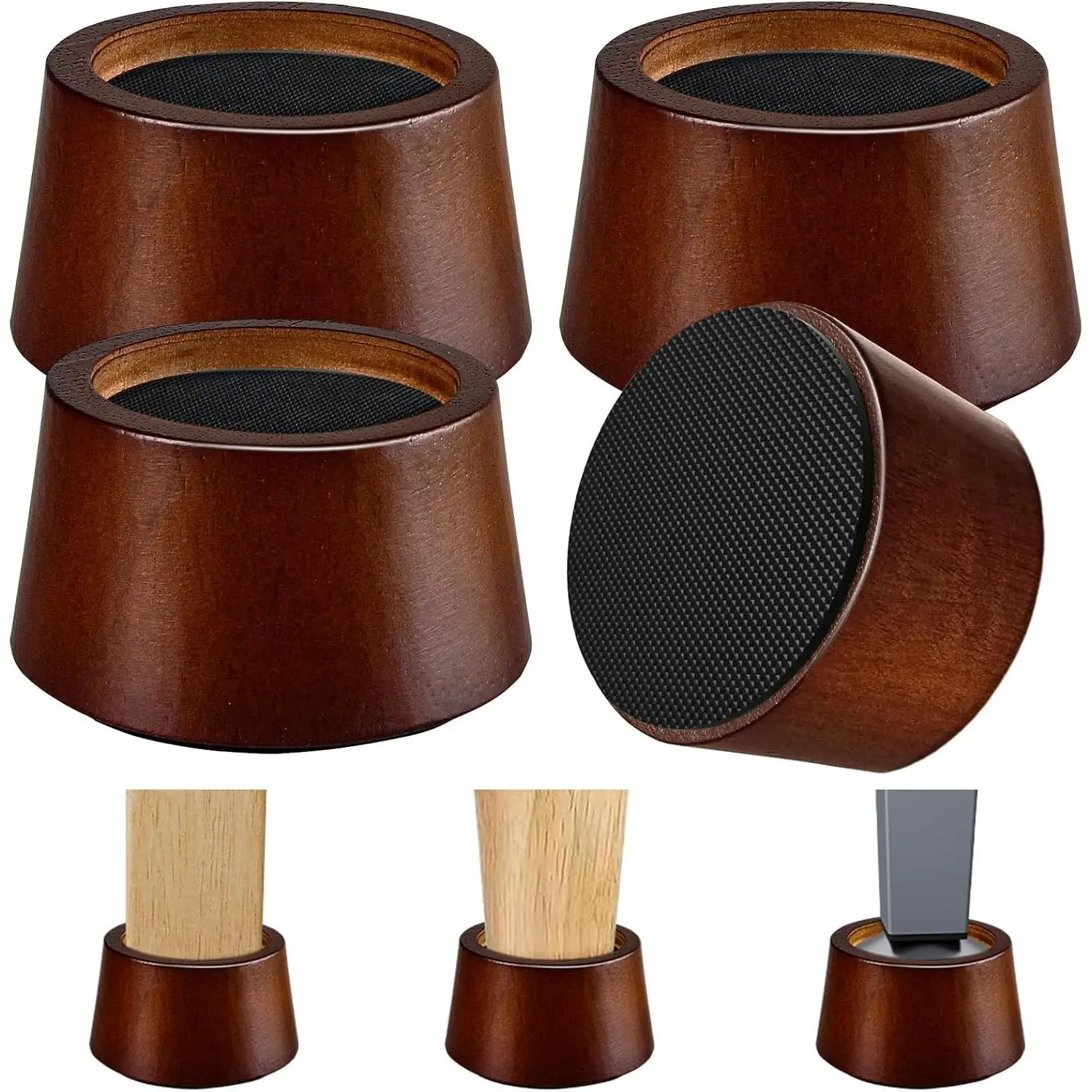 Furniture Raisers Bed Risers - 2 Inch Wooden Circle Heavy Duty Furniture Height Extenders Lifts for Sofa Couch Desk Chair Table Base Raising Space, Convenient Store and Cleaning, Pack of 4