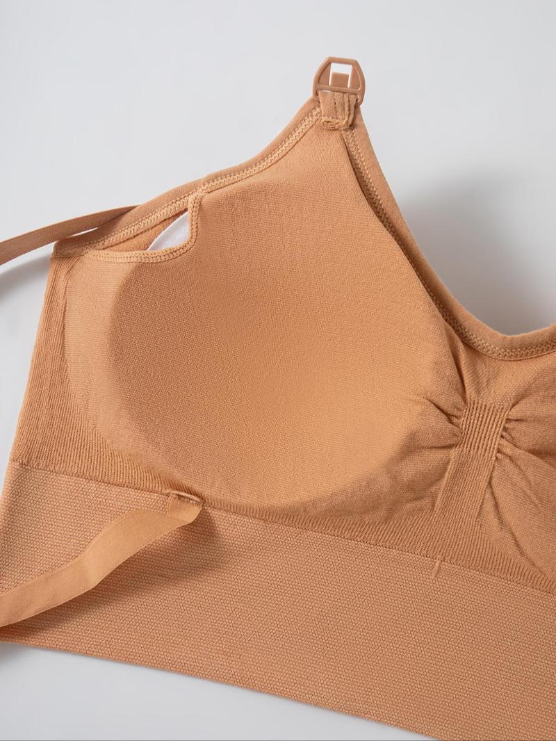 Women's Solid Color Seamless Nursing Bra, Wirefree Bra, Removable Chest Pads, Maternity Underwear for All Seasons