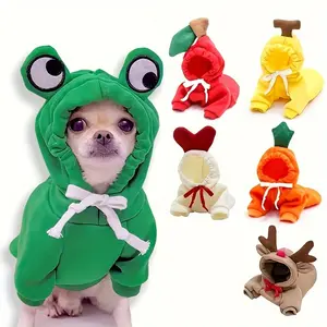 Cute Fruit Design Dog Hoodies - Warm Fleece Pet Clothing, Check Size Chart, Suitable for French Bulldogs Chihuahuas, Puppy Cat Costume Coat Jacket