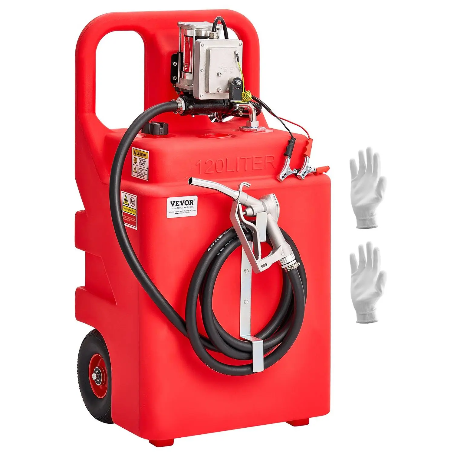 【DealsForYouDays】VEVOR Fuel Caddy, 32 Gallon, Portable Fuel Tank with 12V DC 15 GPM Electric Fuel Transfer Pump, 13 ft Delivery Hose Aluminum Alloy Manual Nozzle, Gas Caddy for Motorboats, ATVs, Diesel Gasoline