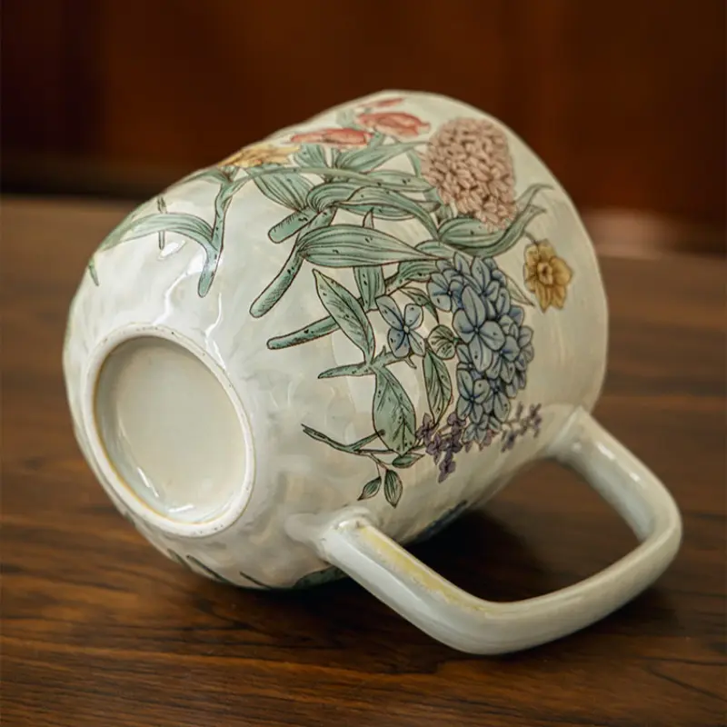 Hand-Painted Ceramic Mug, 380ML Large Capacity, Microwave & Dishwasher Safe, Home Coffee Milk Oat Cup, 1pc Kitchenware