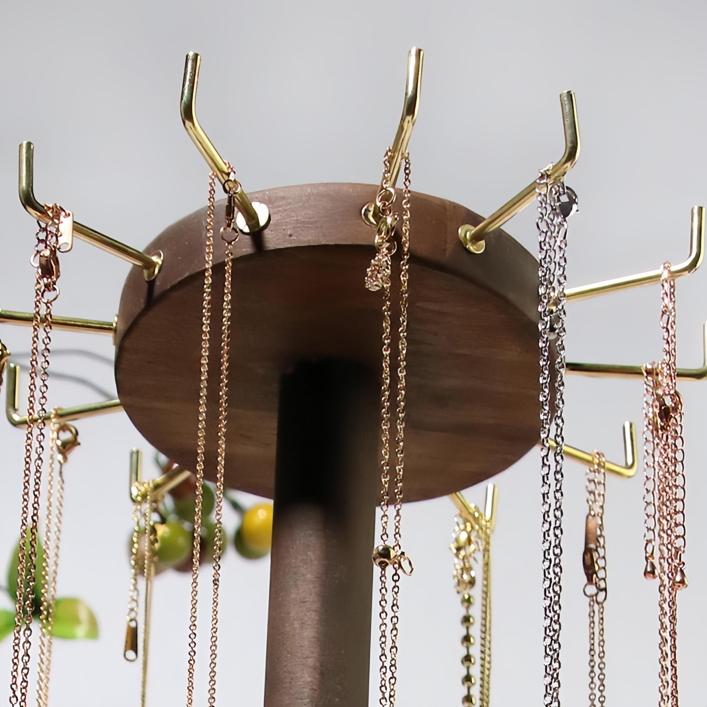 Wooden Jewelry Display Stand without Jewelry, 1 Count Vintage Jewelry Storage Rack, Creative Desktop Jewelry Organizer for Necklace Bracelet