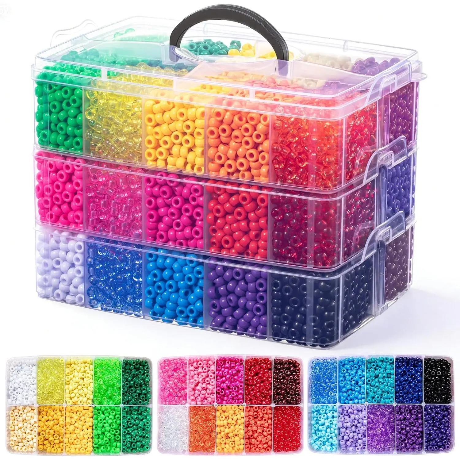 12,000PCS Pony Beads Bulk 30 Colors for Kandi Bracelet Making | Plastic 6x9mm for Hair Braiding  Key Chains DIY Crafts Gifts (6.88LB, Shockproof Packaging)