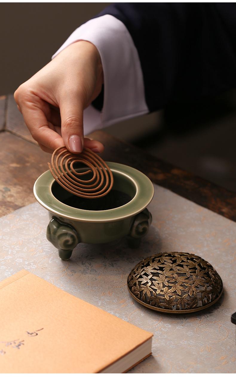 Sanyang kaitai Ceramic Incense Burner for Home Use with Incense Stick Holder Seal Mold for Coil Sandalwood & Agarwood Burner Tool