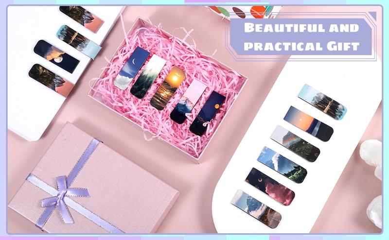 48 Pcs Magnetic Bookmarks, 24 Styles Cute Landscape Magnet Book Markers Magnetic Page Clip, Funny Magnet Page Markers Gifts for Women Men Reading
