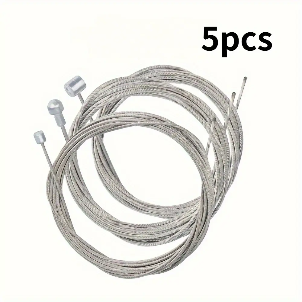 5Pcs Stainless Steel Bicycle Shift Inner Cable, 78.74 Inch Universal Gear Derailleur Wire with End Caps, Galvanized High Toughness Brake Shift Cable Core, Replacement Repair Parts Bike Accessory for Road Bike & Mountain Bike Cycling Enthusiasts