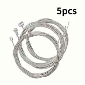 5Pcs Stainless Steel Bicycle Shift Inner Cable, 78.74 Inch Universal Gear Derailleur Wire with End Caps, Galvanized High Toughness Brake Shift Cable Core, Replacement Repair Parts for Road Bike & Mountain Bike Cycling Enthusiasts