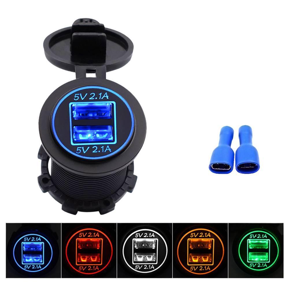 Car, motorcycle, RV, boat dual-port dual-aperture mobile phone charger modification accessories Car, motorcycle, RV, boat dual-port dual-aperture mobile phone charger modification accessories