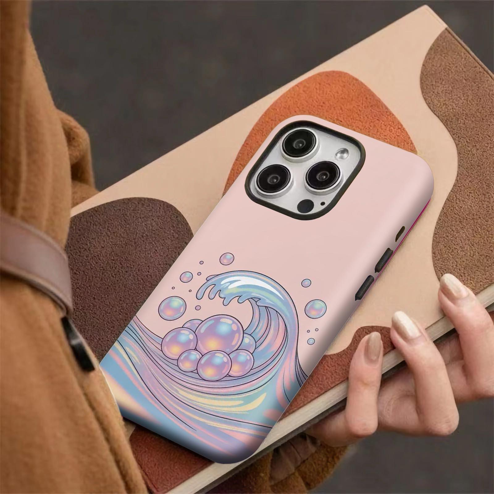 Wave, bubbles, pastel Soft And Hard Two-In-One Film Printed Full Pattern Case For IPhone 16 15 14 13 1211 Pro Max Plus Phone Case