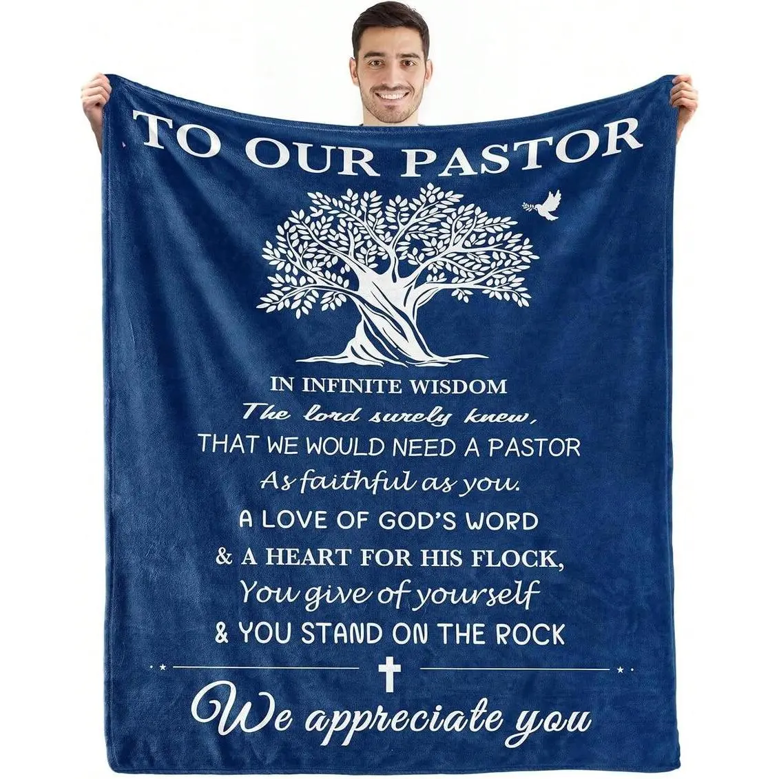Pastor Appreciation Gifts Blanket,Pastor Gifts For Men,Unique Pastor Gifts,Appreciation Day Birthday Christmas Thank You Gifts For Pastor,Christian Religious Pastor Gifts,Pastor Throw Blanket 60"X50",Easter Gifts, Easter Decor Polyester Blankets