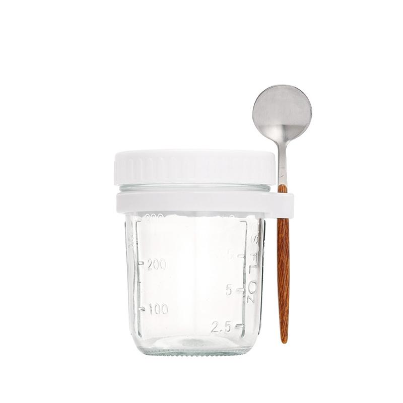 12oz Glass Salad Jar with Spoon, Portable Overnight Oatmeal Cup, Reusable Yogurt Container for Breakfast, Healthy Eating Containers, Perfect Gift for Holidays