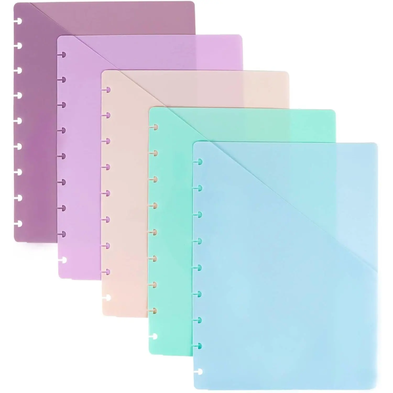 Discbound Dividers with Pockets 7x9.25 Classic Size Discbound Notebook Divider 9 Disc Bound Planner Inserts Pocket 5 count Plastic Index Dividers for Planner Folder Office