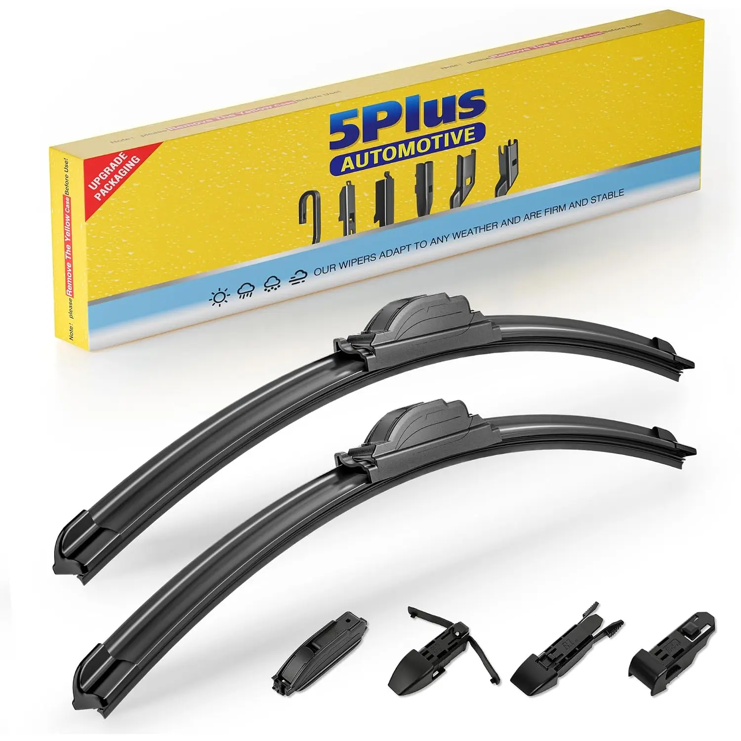 5 PLUS Windshield Wiper Blades 2 Pack, All-Weather Front Wiper Replacement, Quiet Streak-Free Performance, Easy Installation