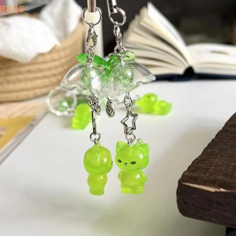 *1Pcs Resin Mobile Phone Pendant Cute Luminous Alien Cat Keychain Bag Charm Backpacks Purses Pendant Party Gift