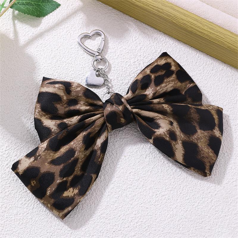 Dark Tone Leopard Bow Heart Set |   Keychain Bag Clip & Hair Accessories