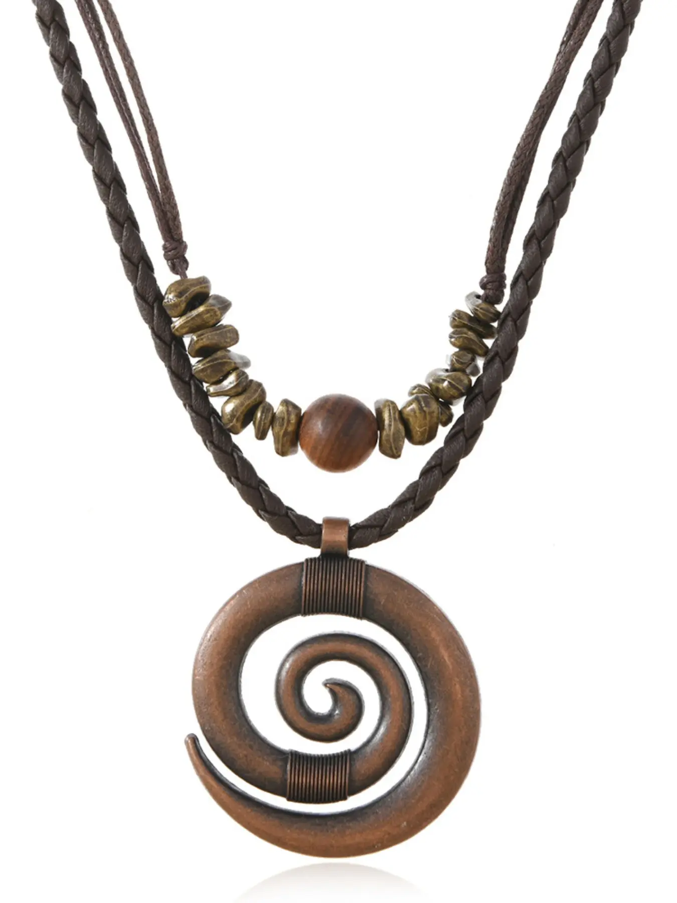 Boho Style Women's Leather Necklace, Handmade Vintage Pendant Jewelry, Elegant Accessory for Everyday Wear, Unique Gift Idea
