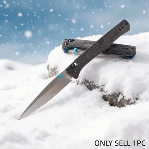 1pc 417 Folding Knife, Carbon Fiber Handle, Lightweight Pocket Knife, High Hardness Blade, Kitchen Essential, Camping Fishing Tool, Men's Gift