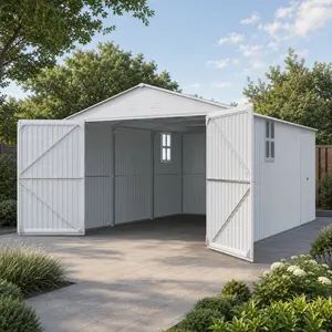 ARCH 20x13 FT Large Outdoor Metal Storage Shed, Walk-in Utility Tool House with Window, Double Doors, 4 Vents, Anti-UV Galvanized Steel, White Garden Backyard Garage for Car Truck Bike Lawn Equipment, White Color Options, Metal Material