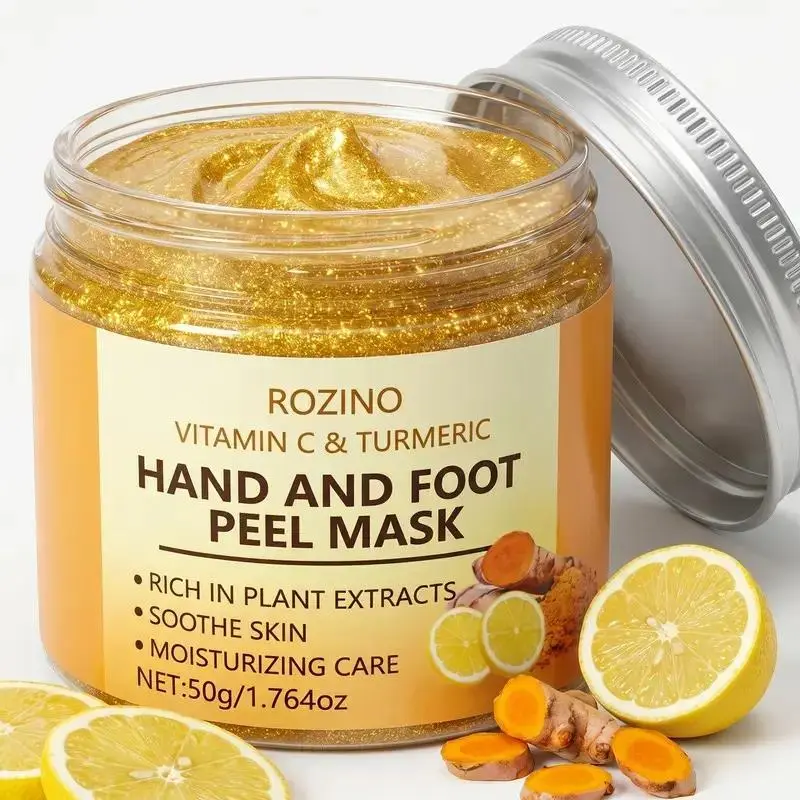Vitamin C & Turmeric Hand & Foot Peel Mask, Exfoliating Moisturizing Mask for Dry Rough Feet, Heels & Hands, 50g