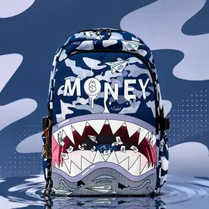New 3D Shark Head PU Leather Backpack, Shark Print Cartoon Bag, Durable Laptop Backpack for Men, Multifunctional Bag for Work, School, Outdoor Travel & Sports