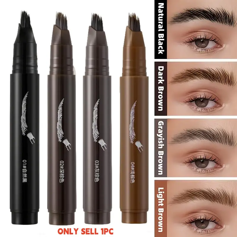 Dual-Effect Waterproof Eyebrow Pencil, Eyebrow Makeup, Multi-Bristle Brush Head, Long-Lasting Natural Look, Perfect for Beginners, Ideal Gift