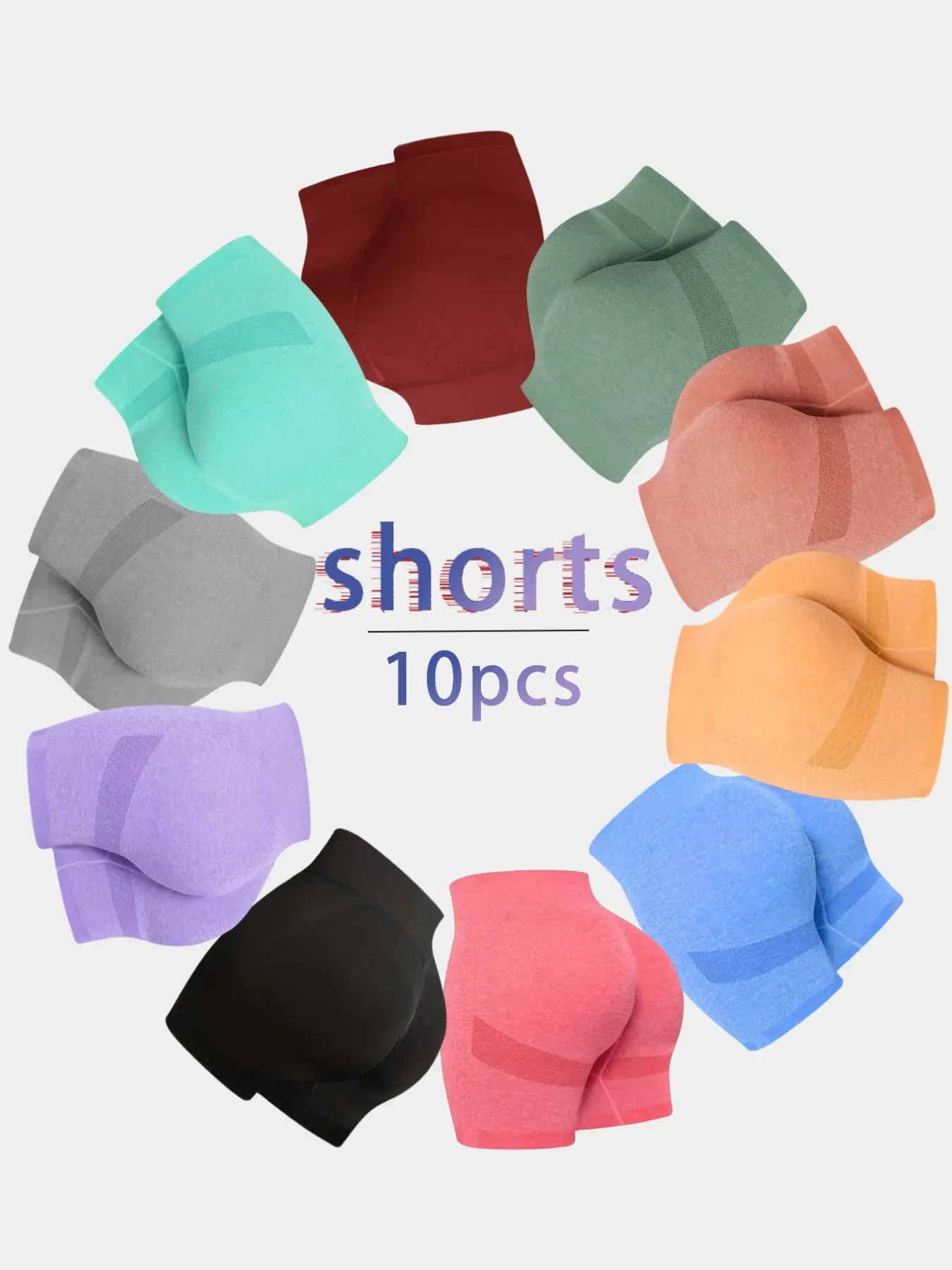 10-Pack Summer Sporty Yoga Shorts, High Waist Compression Wear, Plain Design, Ideal for Fitness & Casual Outdoors, High Waisted Shorts, Athletic Wear Shorts, Athleisure Shorts