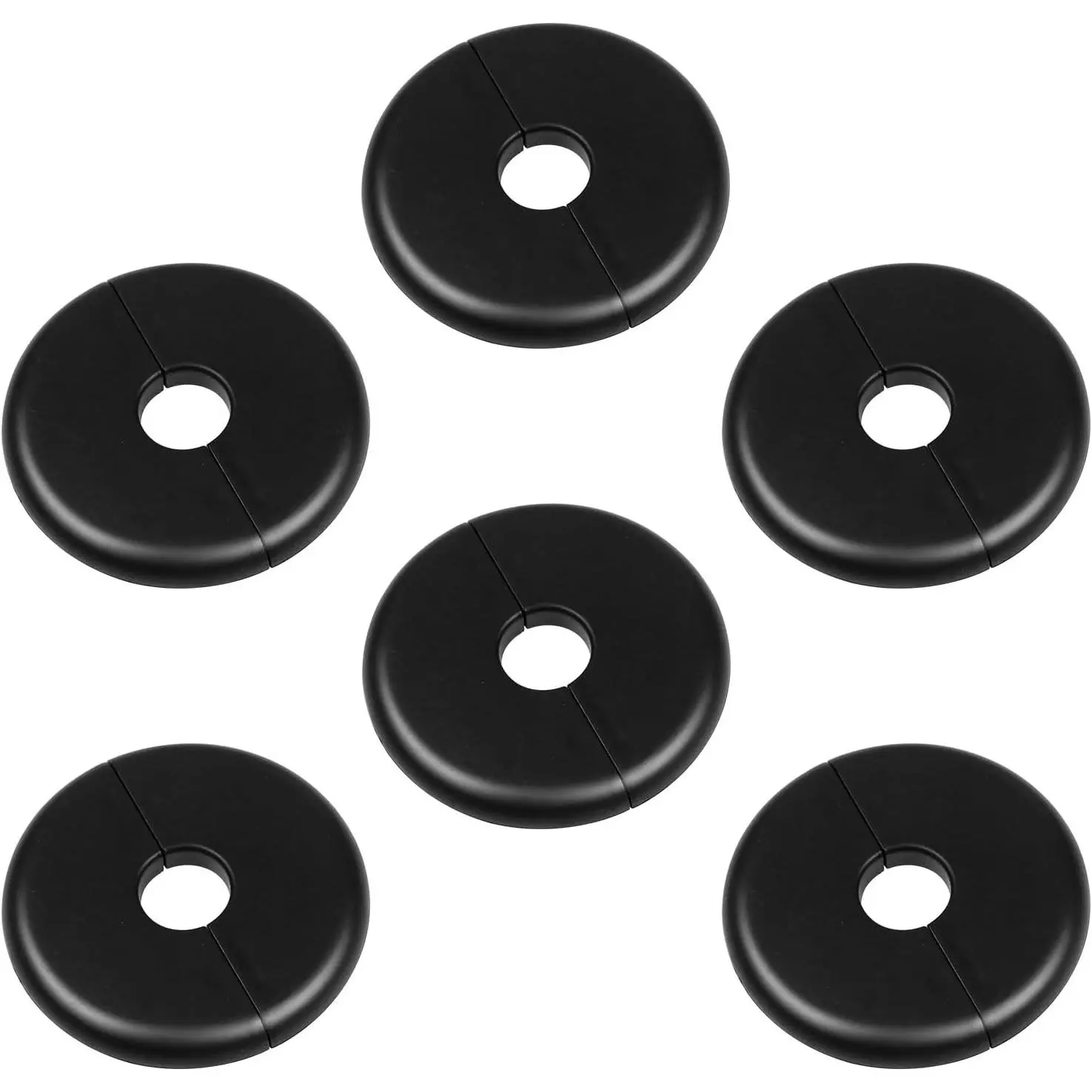 6Pcs Wall Split Flange for 0.6"/16mm Diameter Pipe ABS Round Self-Adhesive Escutcheon Plates 2.8"/70mm OD Plumbing Cover Plates for Water Pipe Faucet Wall Hole Decoration Accessories Black