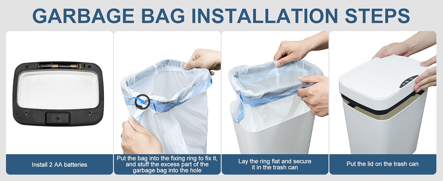 J.C 2 Pack 2.7 Gal Bathroom Trash Can with Lid, Automatic Trash Can Small Garbage Can Touchless, Slim Motion Sensor Waterproof Plastic Trash Bins for Bedroom Office Kitchen Toilet