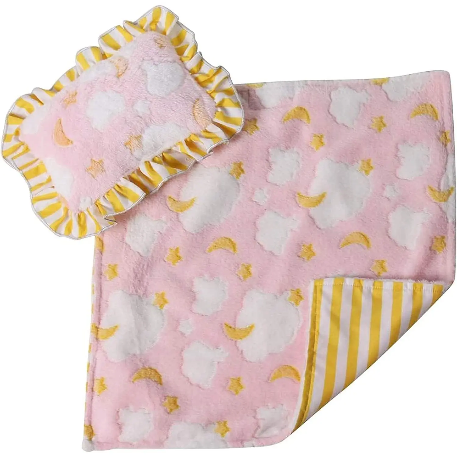 Pink Clouds Doll Blanket & Pillow