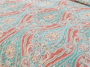 Vibrant Boho King Size Reversible Bohemian Striped Bedspread Comforter Microfiber Coverlet Bedding Set with Pillow Shams