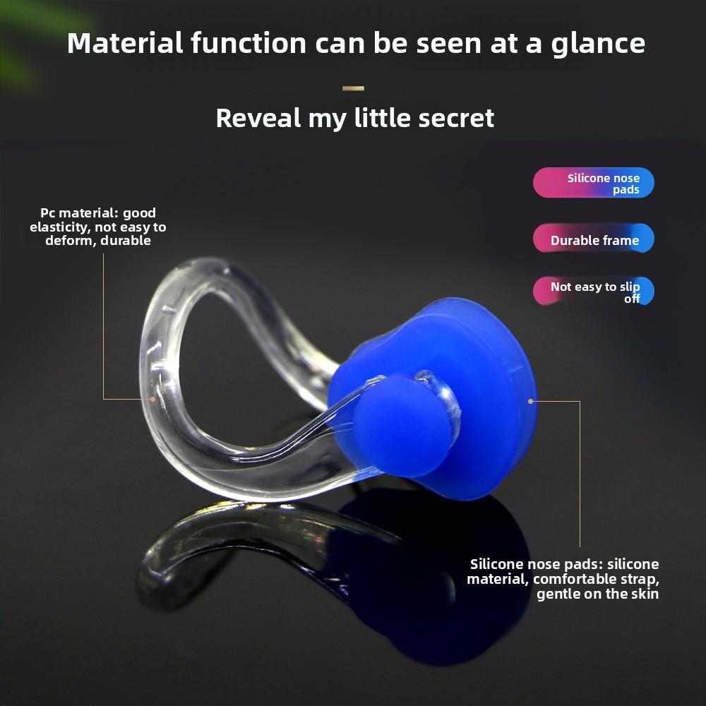 Nose Clip and Earplug Set for Adults - TPE Material - Dark Blue, Black, White, Pink, Sky Blue - Ideal for Swimming and Wading Sports - Solid Color