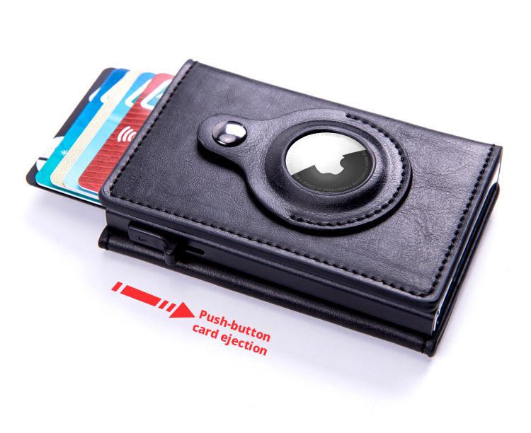 Mens Smart Wallet Card Holder for AirTag: Leather,  RFID Blocking, Slim, Carbon Fiber, Minimalist - 6-9 Card Capacity| ID Window| Cash Slot