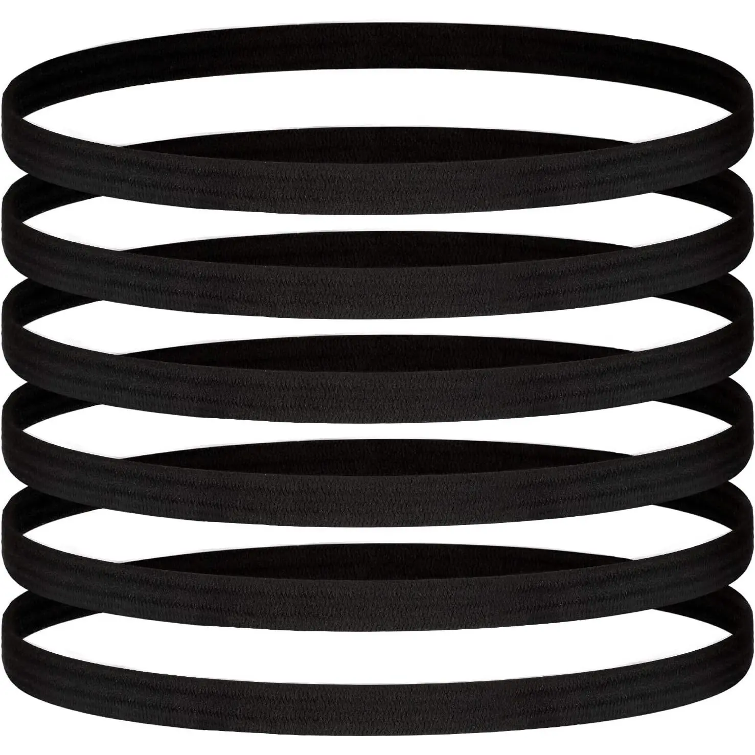 24 Pack Black Thin Elastic Headbands, Soft Non-Slip Athletic Sweatbands for Men & Women, for Running, Yoga & Sports, Headband, Unisex, 24 Pieces