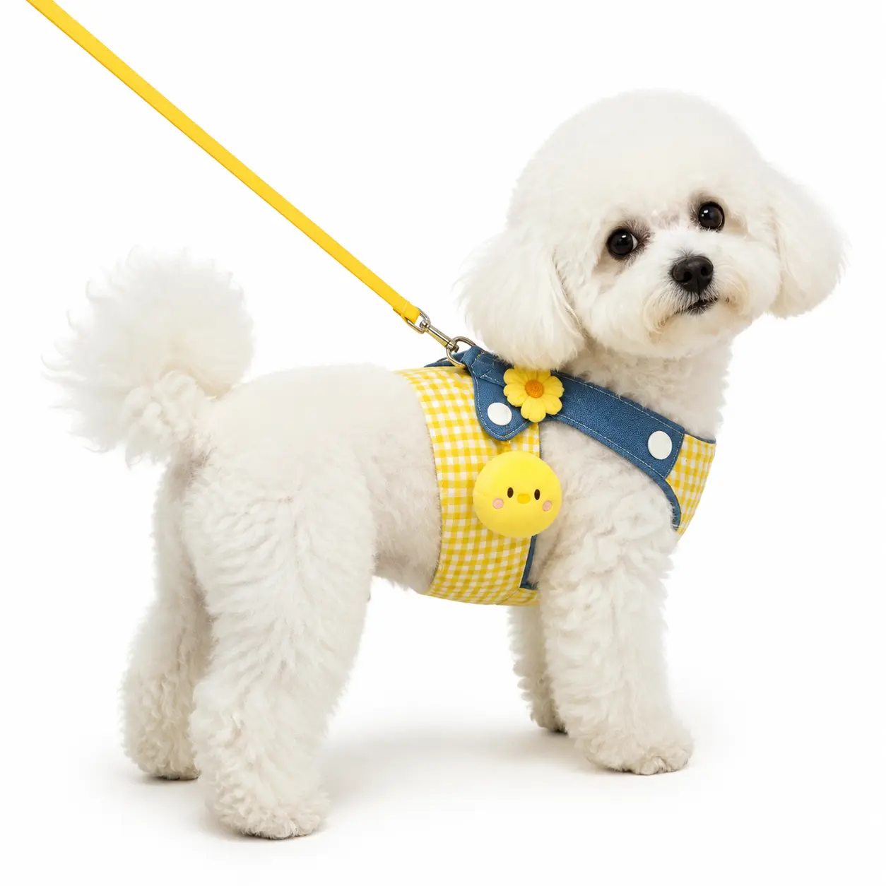 Adjustable Soft Anti-Pull Dog Harness and Matching Leash Set for Small Breeds — Plaid Design, Breathable Mesh Padding, Reflective Strips for Night Safety, Ideal for Pomeranians, Shih Tzus, and Puppies During Outdoor Walks