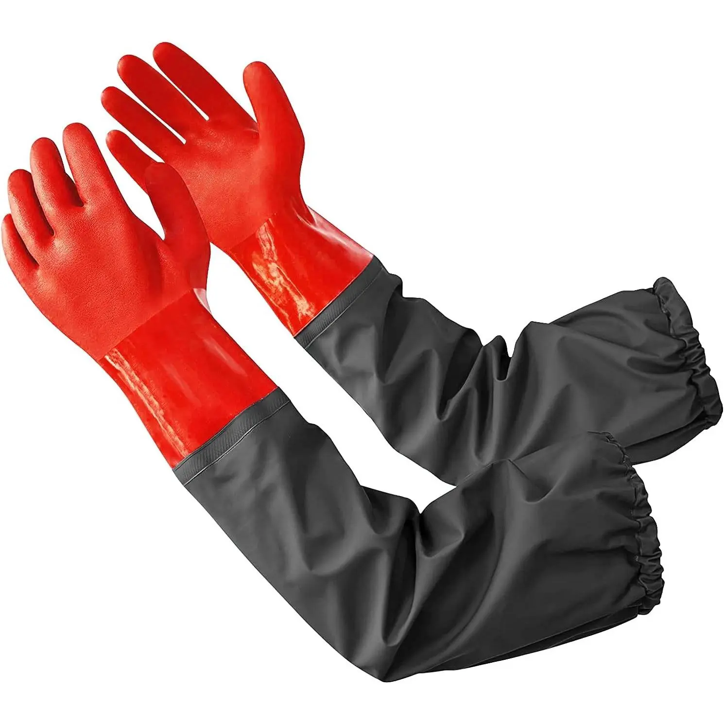 Full Arm Pond Gloves with Cotton lining Extra Long Waterproof Glove for Pond Cleaning/Machinery Industry 25-inch