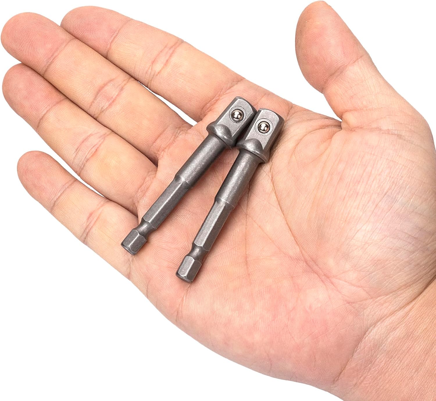 2 Pack 3/8 inch(10mm) Square Socket Adapter Bit Set, Hex Impact Driver Power Bits, Extension Socket Driver Bits for Automotive DIY-1/4 Hex Shank