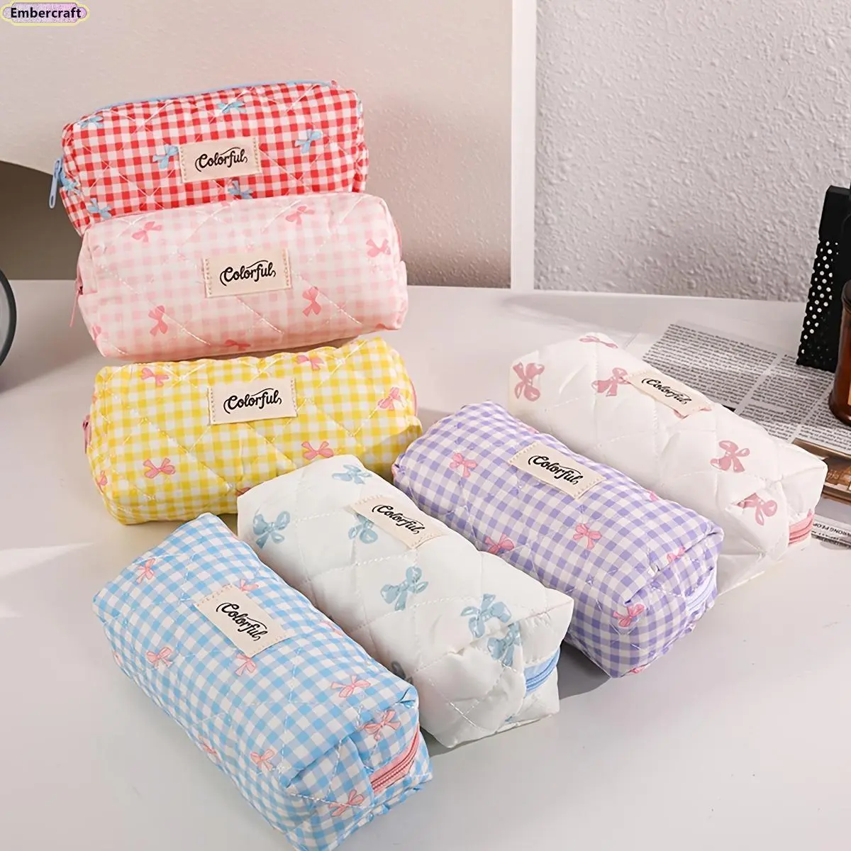Fashion Viral Aesthetic Bow Pencil Case for Girls - Retro Gradient Plaid Stationery Pouch, Large-Capacity Organizer for Pens & Markers, Back-to-School Desk Setup Must-Have, Back to School Shopping & College Supplies Gift, College School Supplies