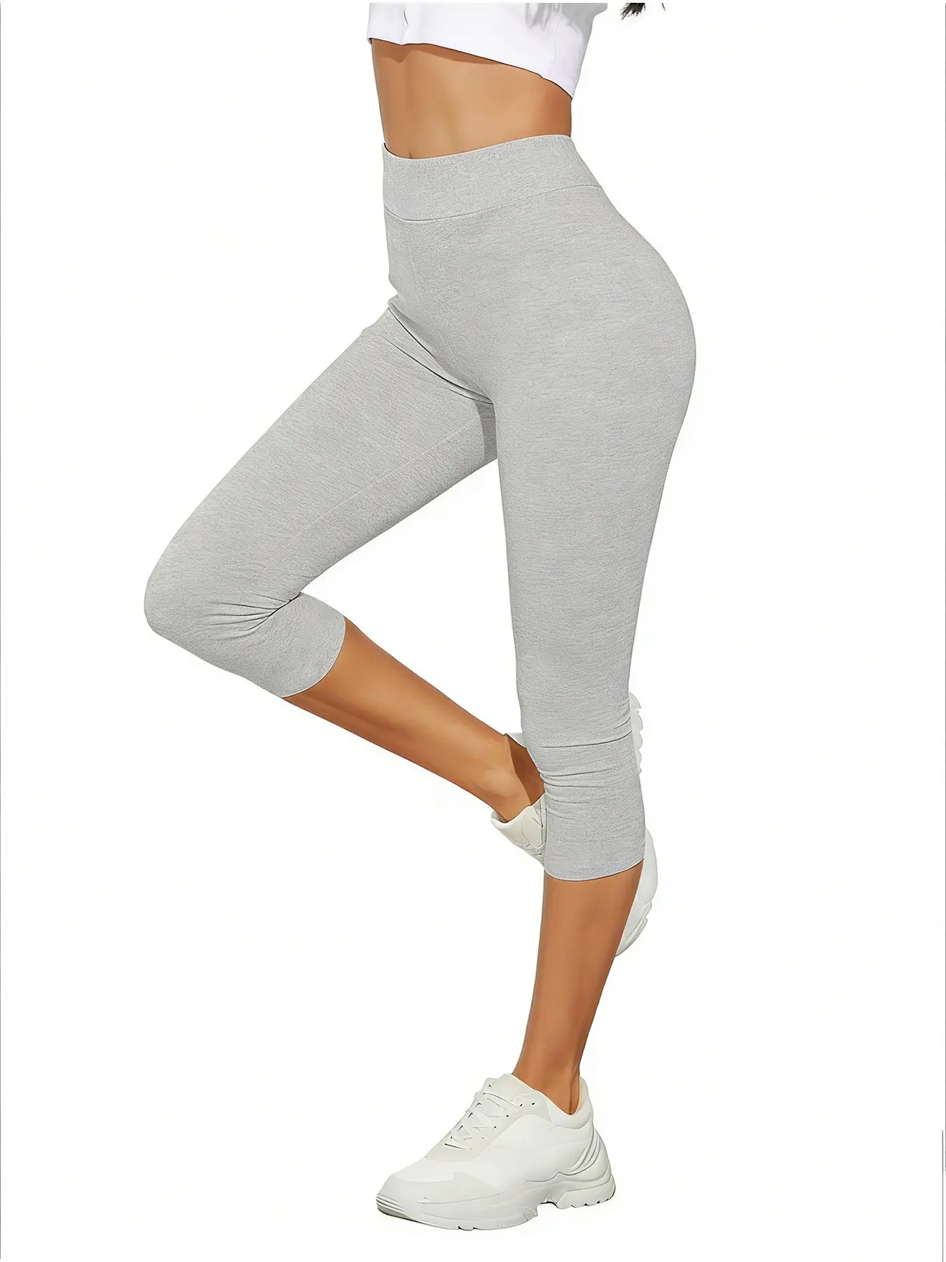 2 PCS High Waist Capri Leggings for Women, Y2K Aesthetic Stretchy Slim Fit Capris, Buttery Soft Casual Workout Pants, Activewear Bottoms, Athleisure Outfit, Yoga, Gym, Daily Wear, Minimalist Style for Teen Girls, Gen Z Fitness Lovers