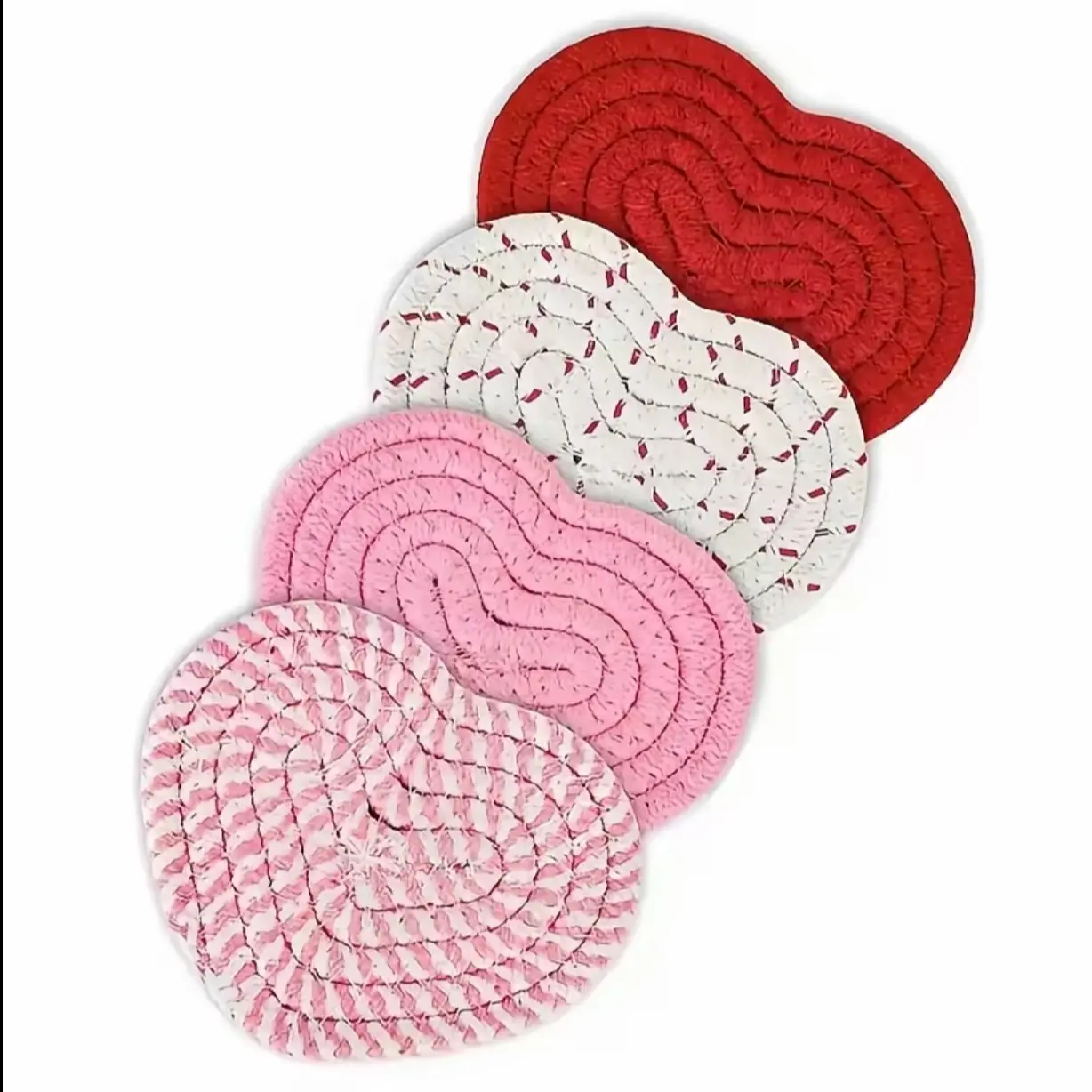 Heart-Shaped Hand-Woven Coasters Set,Romantic Scented Design, Perfect Gift for Christmas, Versatile Seasonal Use