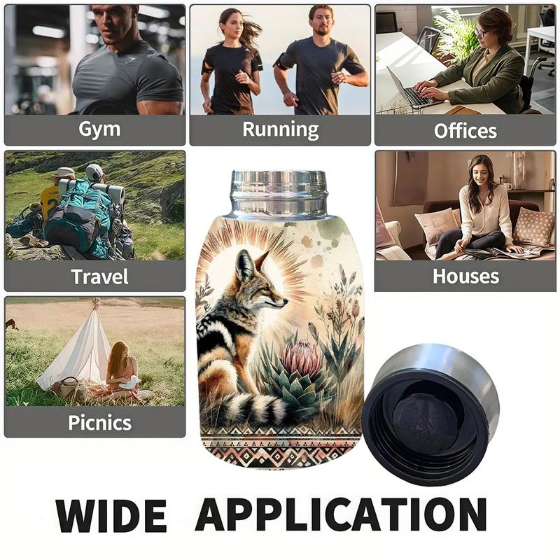 1pc 10.5oz Stainless Steel Tumbler - Leak-Proof, Insulated, Reusable, Hand Wash Only, Functional & Fashionable, Dual Advantage, African Jackal Watercolor Art Design, Ideal for Holiday Gift Item, Durable Drinkware, Office Essentials