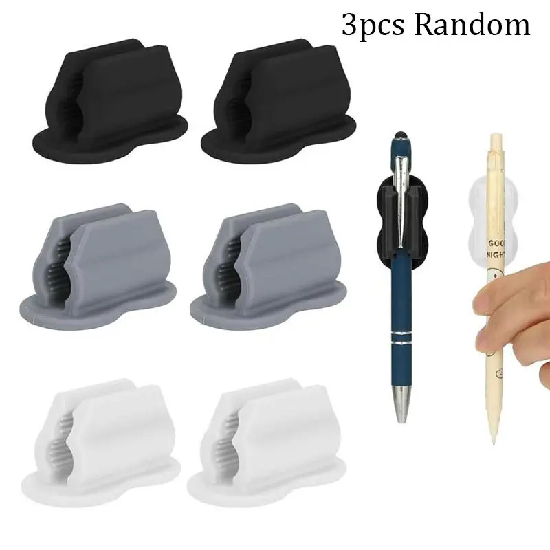 Self-Adhesive Silicone Pen Holder, No Drilling Required, Desk Side Organizer, Wall and Cabinet Mount, Student Office Supplies Storage
