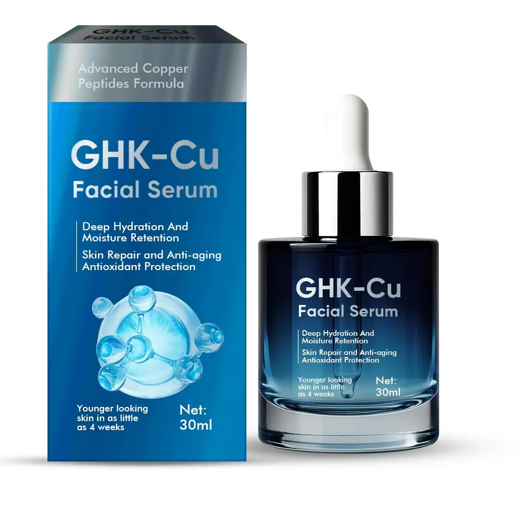 GHK-Cu Copper Peptide Face Serum – Hydrating Anti-Aging Facial Serum with Hyaluronic Acid, Supports Skin Firming, Improves Appearance of Fine Lines & Wrinkles, Boosts Skin Elasticity & Moisture for Daily Skincare Use
