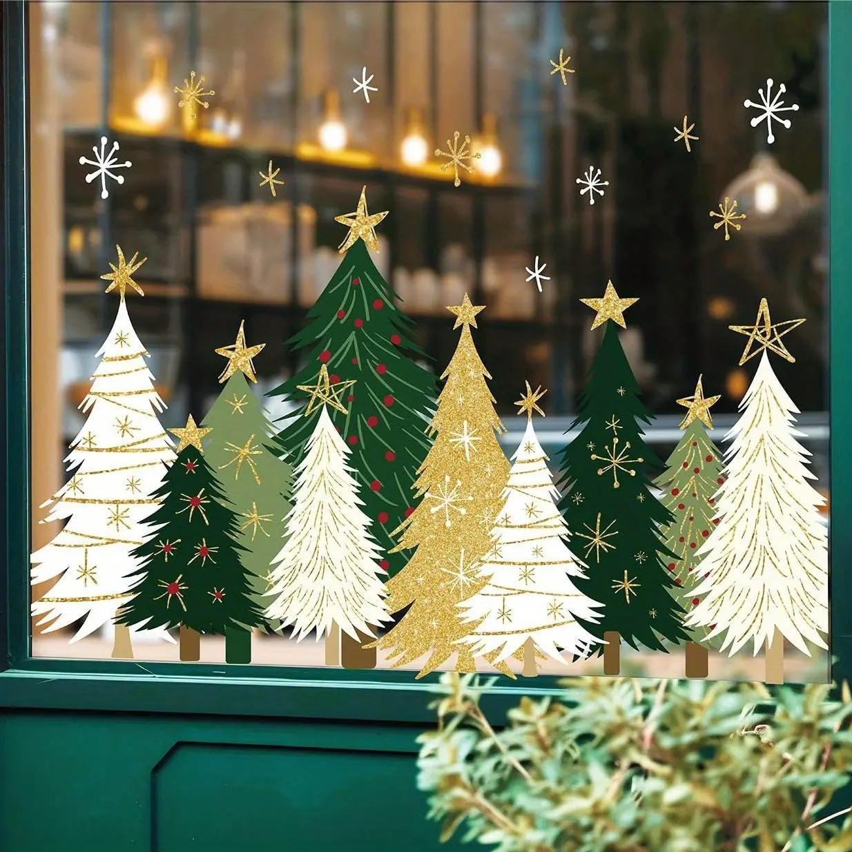 3 Christmas Window Stickers, Tree Snowflake Design, Winter Home Window Decorations, Festive Holiday Ornaments