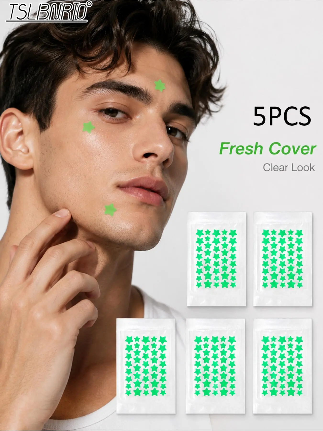 5PCS Green Star Concealer include assorted big and small five-pointed stars, ultrathin build brings no heavy feeling, keep good shape all day, ideal for face adornment during group trips and offline fun events