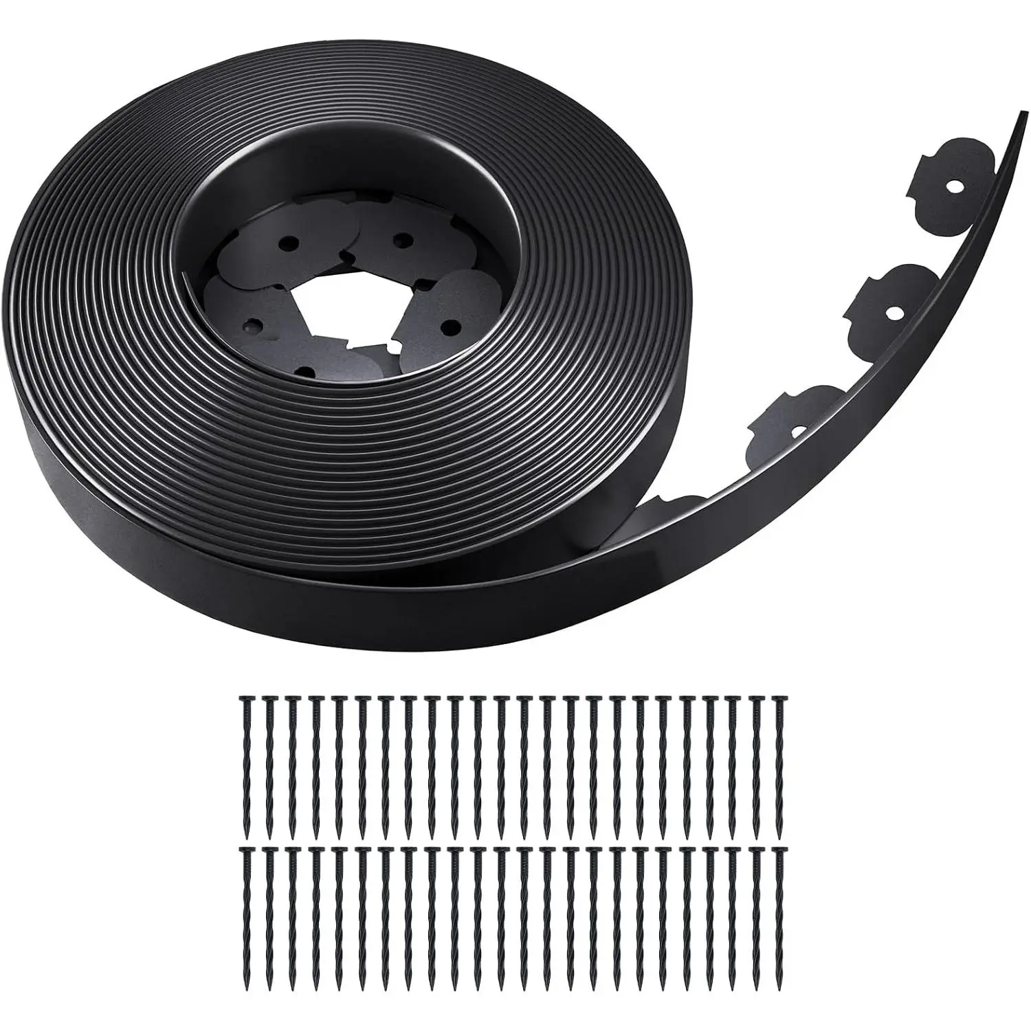 Garden Edging Border, 50FT 2-Inch Flexible Landscape Edging with 48 Stakes, Tool-Free Plastic Lawn Border for Flower Bed Edging Borders, Yard & Landscaping Projects