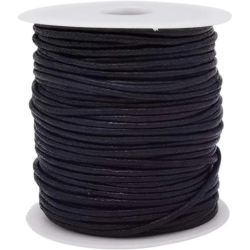 2mm Black Waxed Cotton Cord 50 Yards Beading Thread